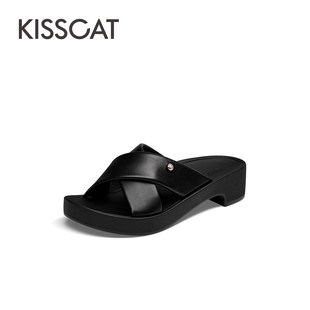 厚底外穿沙滩一字勃肯凉拖鞋 KISS CAT 接吻猫夏季 女KA54322