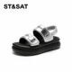 金属扣魔术贴厚底休闲露趾凉鞋 St&Sat 星期六夏季 女SSC111506J