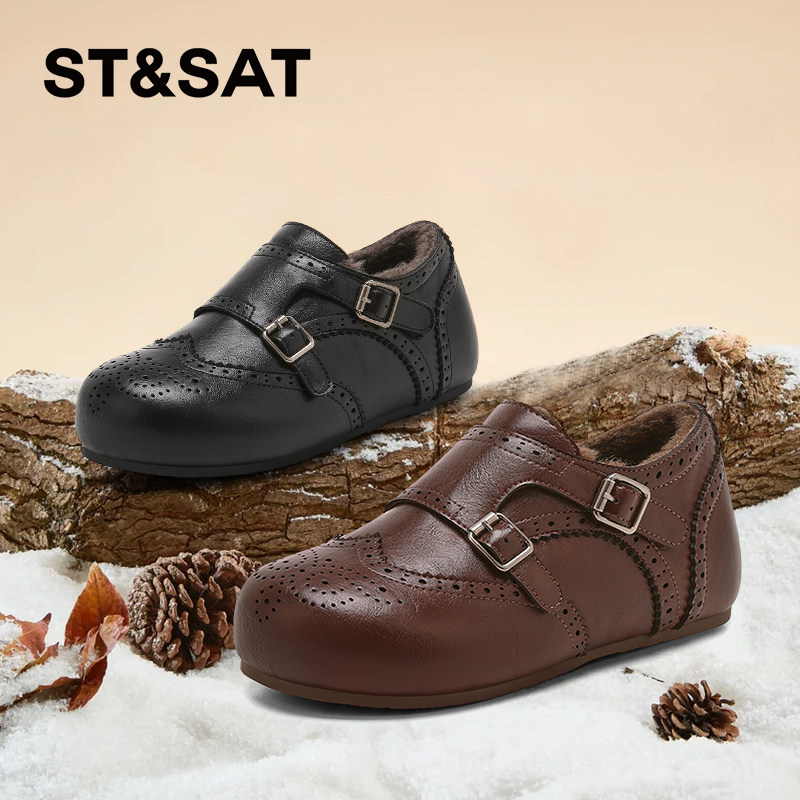 St&Sat/星期六冬季加绒保暖乐福鞋圆头厚底深口单鞋女SSD411DWBZ,女鞋,深口单鞋,淘宝优惠券,粉丝福利购,淘宝优惠卷