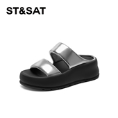 St&Sat 女SSC11140TH 厚底一字型休闲外穿凉拖鞋 星期六夏季 新款