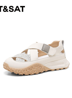 St&Sat/星期六春夏新款魔术贴增高厚底透气外穿凉鞋女SSC2114C7F