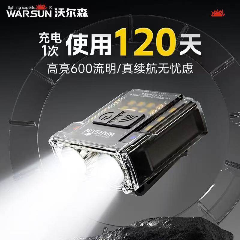 沃尔森夜钓头灯G7强光超亮充电超长续航钓鱼专用头戴式感应帽夹灯