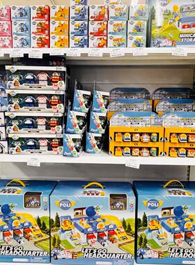 新品变形警车珀利poli迷你车推土机2英寸男孩女孩工程车合集套装