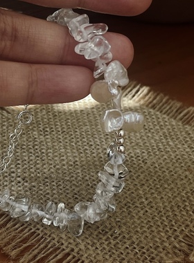 天然白水晶淡水花瓣气质珍珠手链