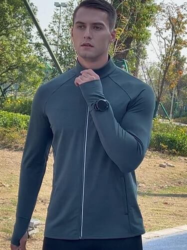 专业跑步上衣男外套运动透气训练保暖长袖户外健身套指立领秋冬