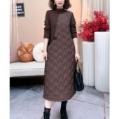 加绒加棉加厚保暖冬季 裙子 气质宽松遮肉减龄女装 连衣裙国风版 时尚