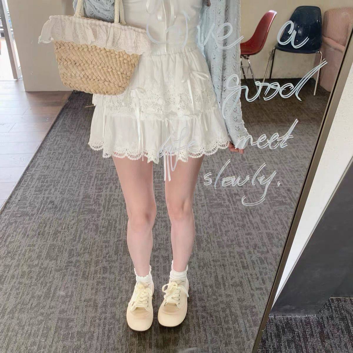 韩系甜美风蝴蝶结蛋糕裙蓬蓬半身裙女2025春秋蕾丝小个子公主短裙,女装/女士精品,半身裙,淘宝优惠券,粉丝福利购,淘宝优惠卷