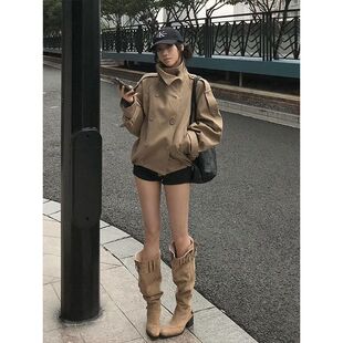 白色韩版短款风衣女2026秋新款小个子时尚洋气学生立领外套高级感