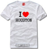纯棉短袖 我爱休斯敦世界著名城市T恤衫 圆领 LOVE HOUSTON 文化衫