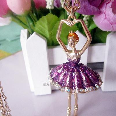 时尚可爱卡通镀金镶嵌宝石长款毛衣项链饰品配饰清仓处理