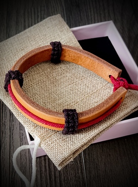 马登工装美式复古一生之环植鞣皮手环首饰手镯配饰品男女手链