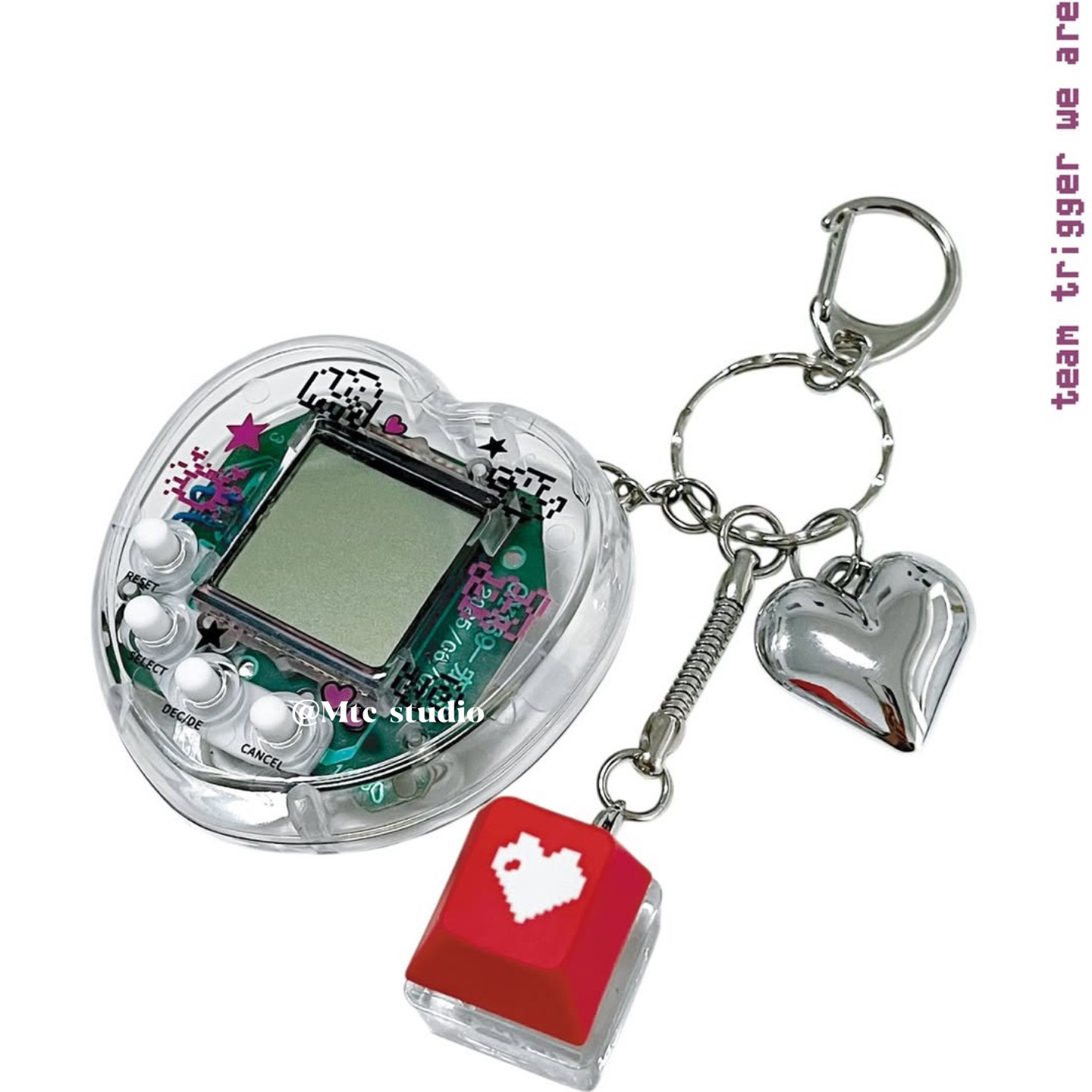 韩系复古爱心游戏机钥匙扣挂件