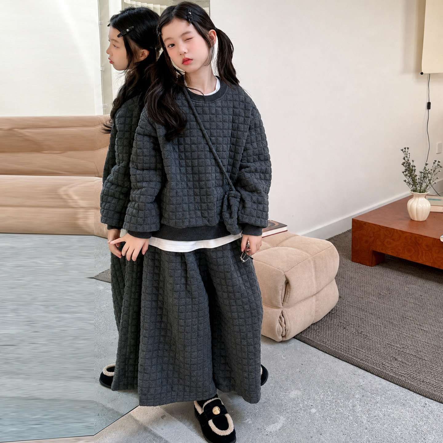 女童冬装套装2026新款秋冬季初中生洋气时髦一整套韩系高级感穿搭