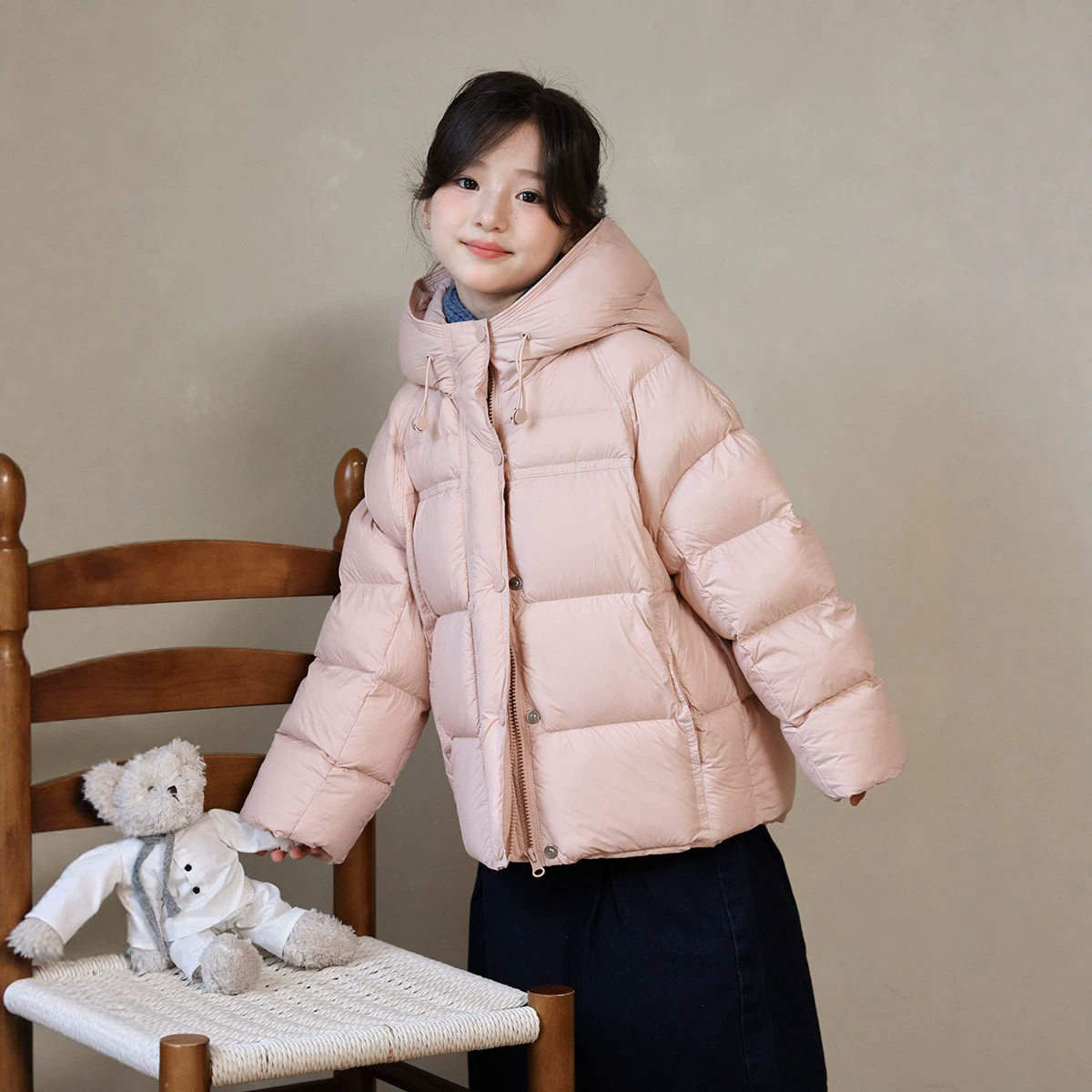 宇光2026新款韩版童装泡芙短款女童90白鸭绒羽绒服加厚防风外套