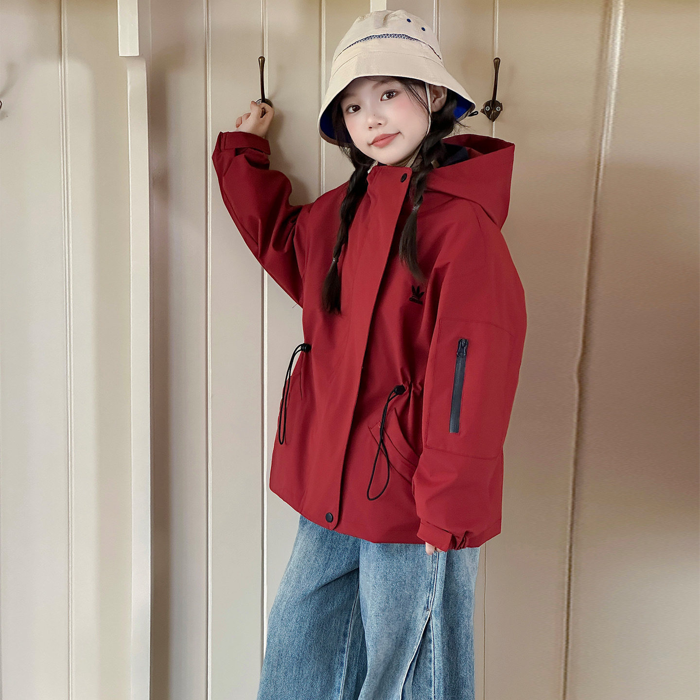女童三合一冲锋衣外套大童时尚洋气秋冬装上衣儿童户外风衣两件套