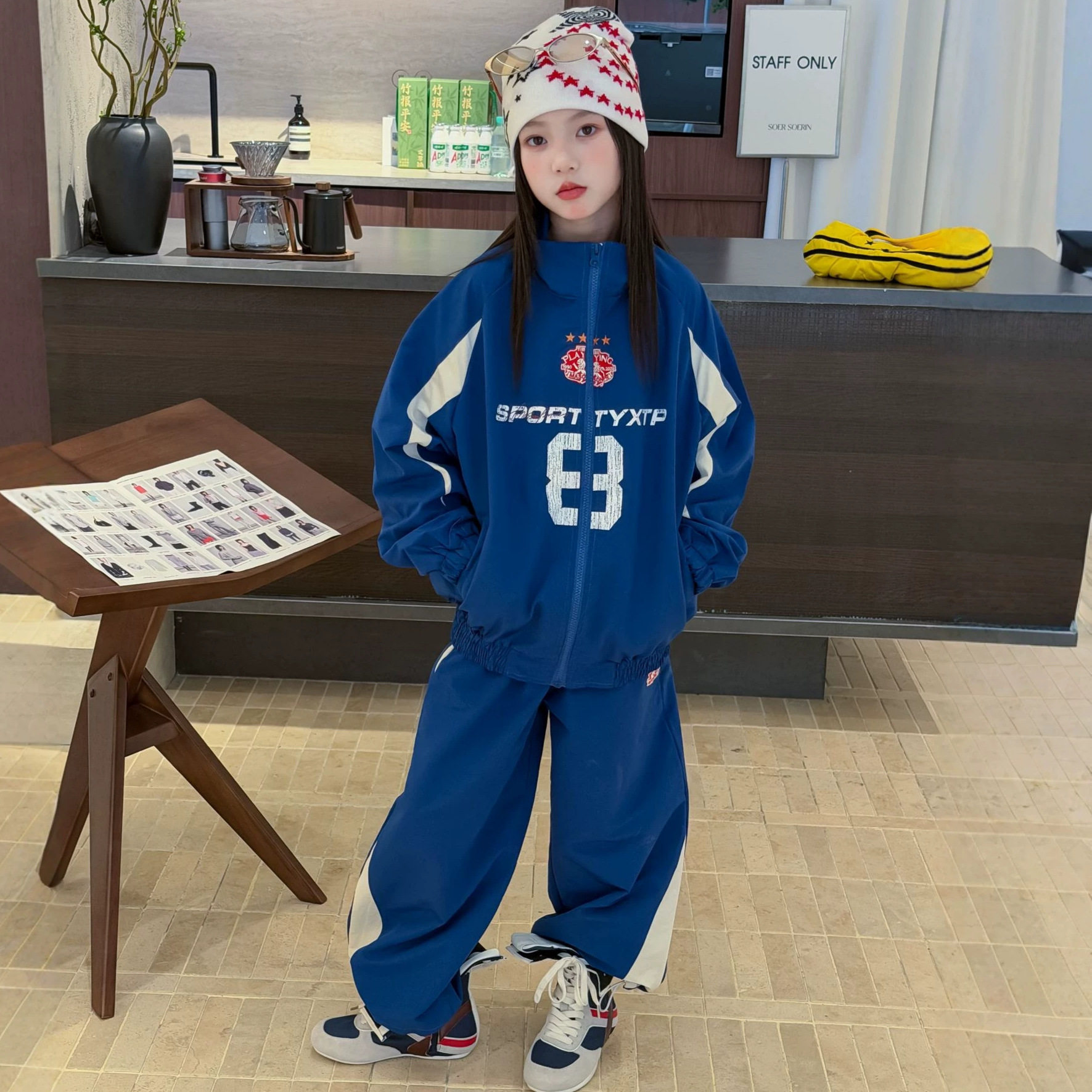男女童运动套装2026秋款儿童幢色拼接立领拉链外套裤子休闲两件套
