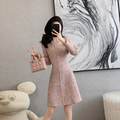 复古名媛小香风粗花呢连衣裙女秋冬季 新品 气质优雅收腰显瘦a字裙