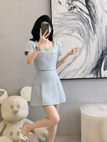 婷澈涤纶2024年夏季钉珠两件套