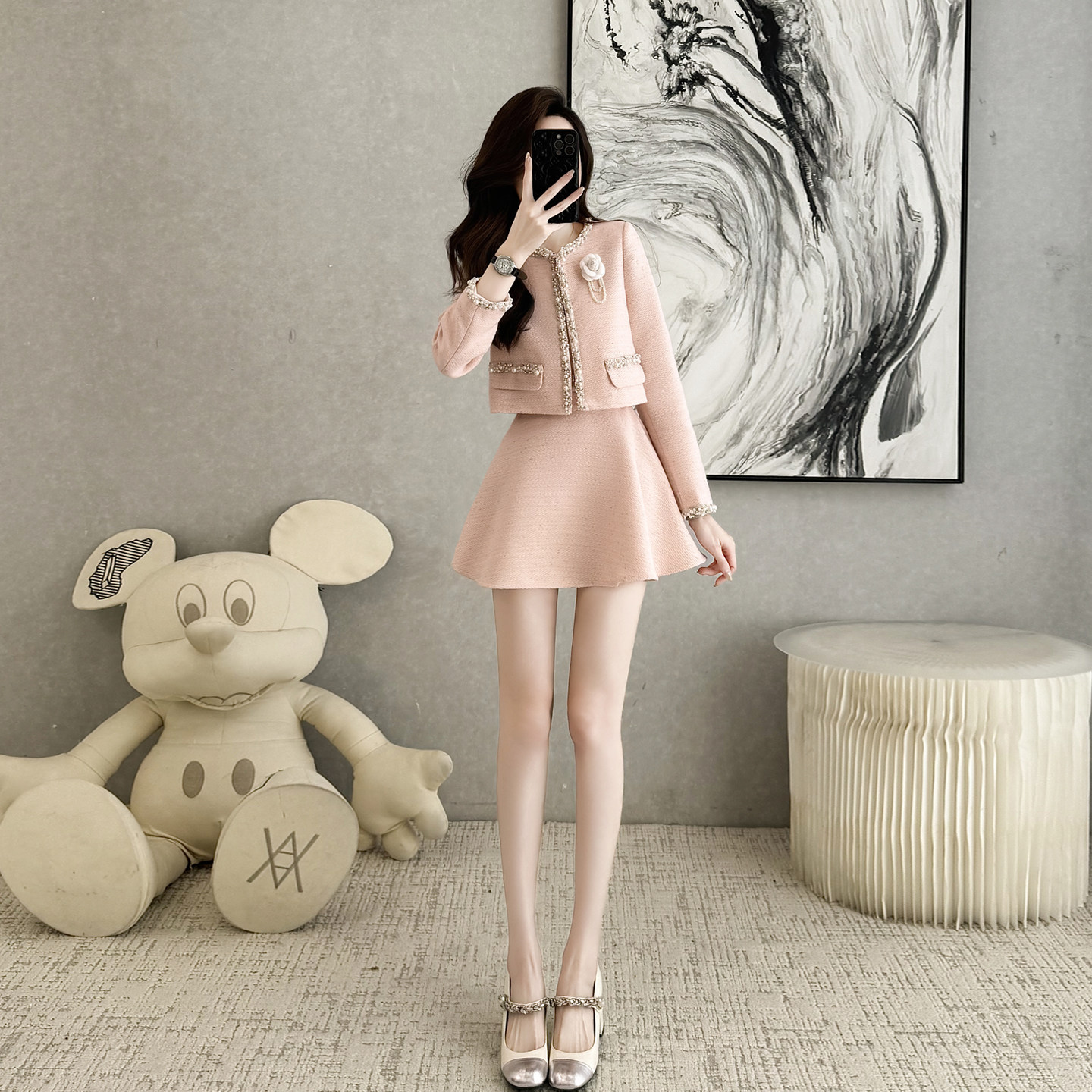 法式千金风毛呢套装女秋冬季高级感气质名媛短外套半身裙两件套,女装/女士精品,时尚套装,淘宝优惠券,粉丝福利购,淘宝优惠卷