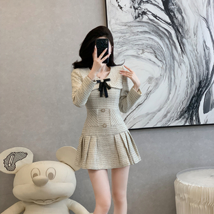 女神范高级感又a又飒百褶裙子 新款 法式 小香风甜辣连衣裙2026春装