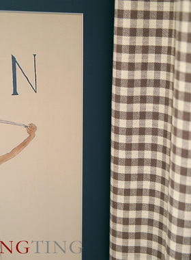 Dornoch多诺赫 新款咖色小格子美式现代简约窗帘定制遮光客厅卧室