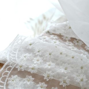 Hessey赫西 小清新通透雏菊刺绣纱窗纱窗帘弱光装饰定制客厅阳台