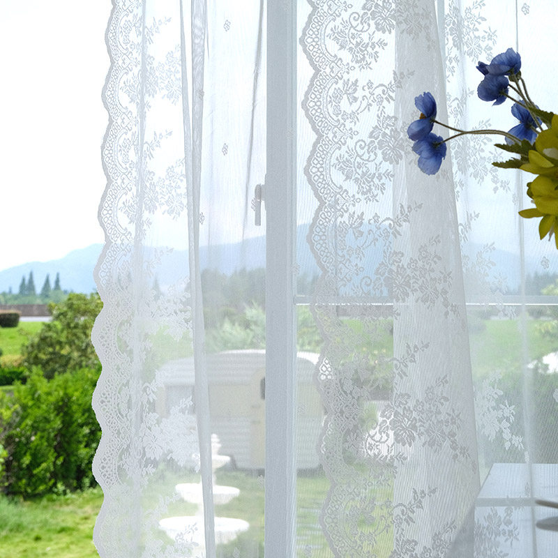 eudora尤多拉 日系韩式纯色唯美蕾丝纱窗帘窗纱镂空隔断定制阳台