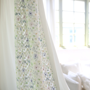 Lapland拉普兰 花边款拼接绸缎雪纺纱透光不透人窗帘窗纱定制弱光