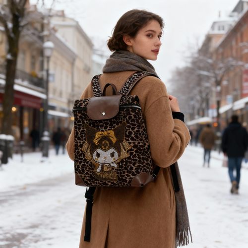 时尚百搭豹纹卡通刺绣托特包女单肩斜挎包高级感休闲包