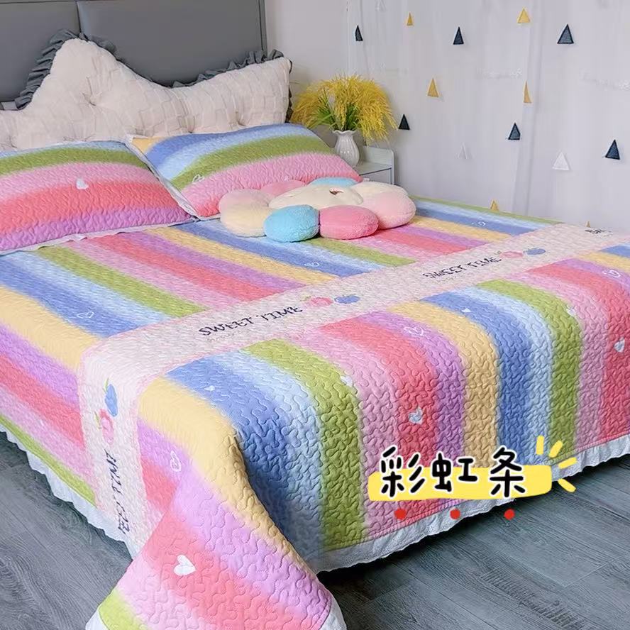 花边床盖床盖四季通用三件套2025新款床单单件网红夹棉不跑床裙款