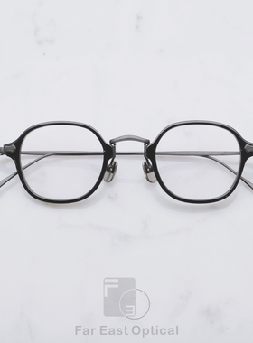 万年龟KMN-183小框复古中金KameManNen黑色色高度近视眼镜框板材