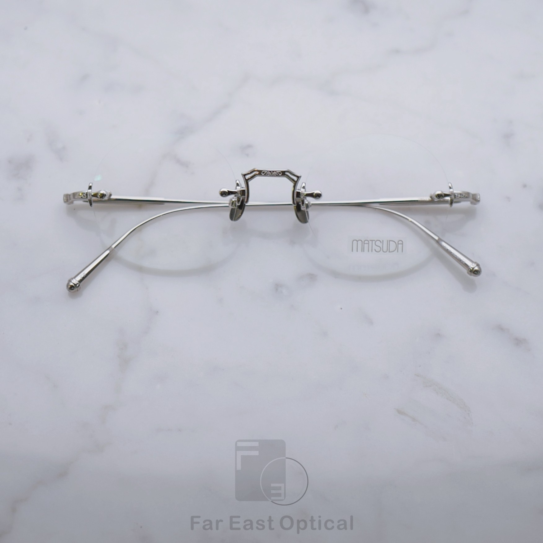 MATSUDA M3105日本手作纯钛椭圆片无框眼镜框镜架男复古文艺女