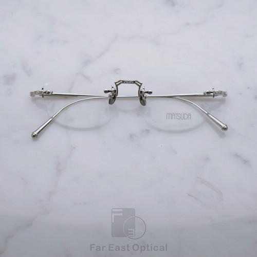 MATSUDA M3105日本手作纯钛椭圆片无框眼镜框镜架男复古文艺女
