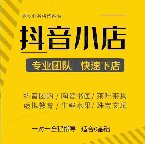 一对一抖音开店教程抖店入驻运营新手开店带货注册代开抖音团购