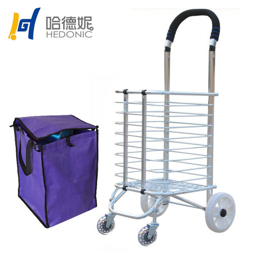 铝合金购物车买菜车四轮小拉车折叠便携两轮家用手拖车老人推车