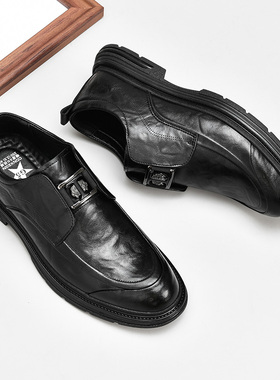 23711男士休闲皮鞋一脚蹬柔软舒适透气防滑潮流时尚百搭商务休闲