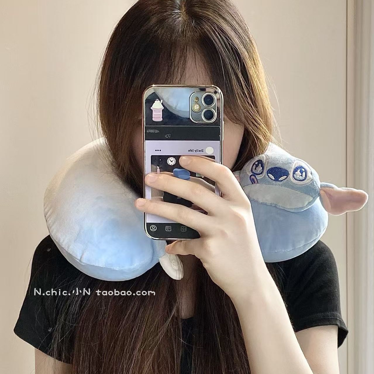 可爱立体大眼仔U型枕秋冬保暖