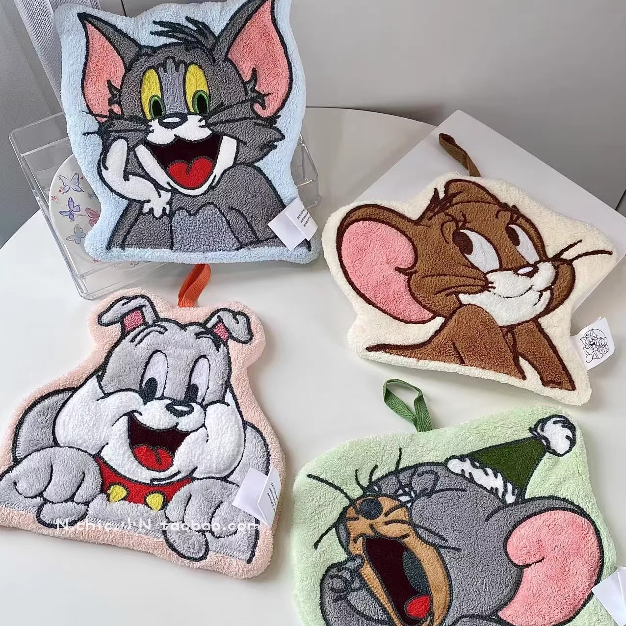 可爱卡通猫和老鼠珊瑚绒擦手巾