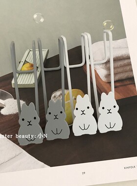 免打孔2枚装可爱兔子橱柜门吊钩