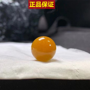 缅甸翡翠冰种黄珠子满色黄翡圆珠单颗散珠鸡油黄玉石手串手链配珠