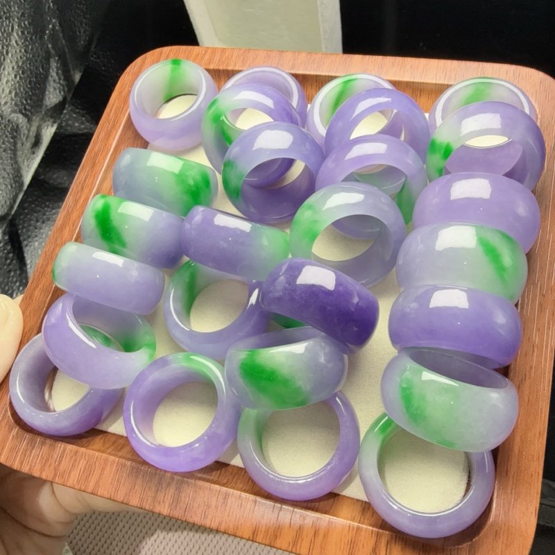 天然缅甸老坑翡翠冰种淡紫飘绿辣绿玉石戒指指环戒圈扳指玉石配饰,珠宝/钻石/翡翠,戒指/指环,淘宝优惠券,粉丝福利购,淘宝优惠卷