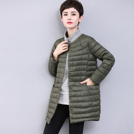 轻薄羽绒服女中长款2017冬装新款大码宽松薄款韩版时尚冬季外套潮