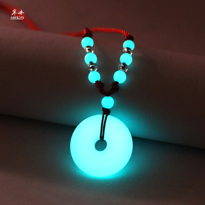 夜光石平安扣吊坠项链男女款情侣
