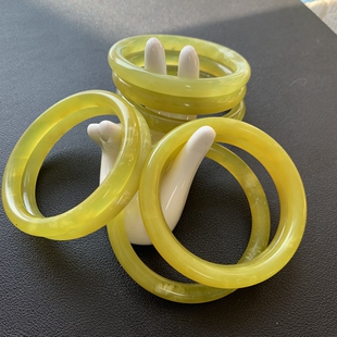 【新品】F65天然岫玉黄金玉暴风雪叮当细镯小口径手镯童镯显白