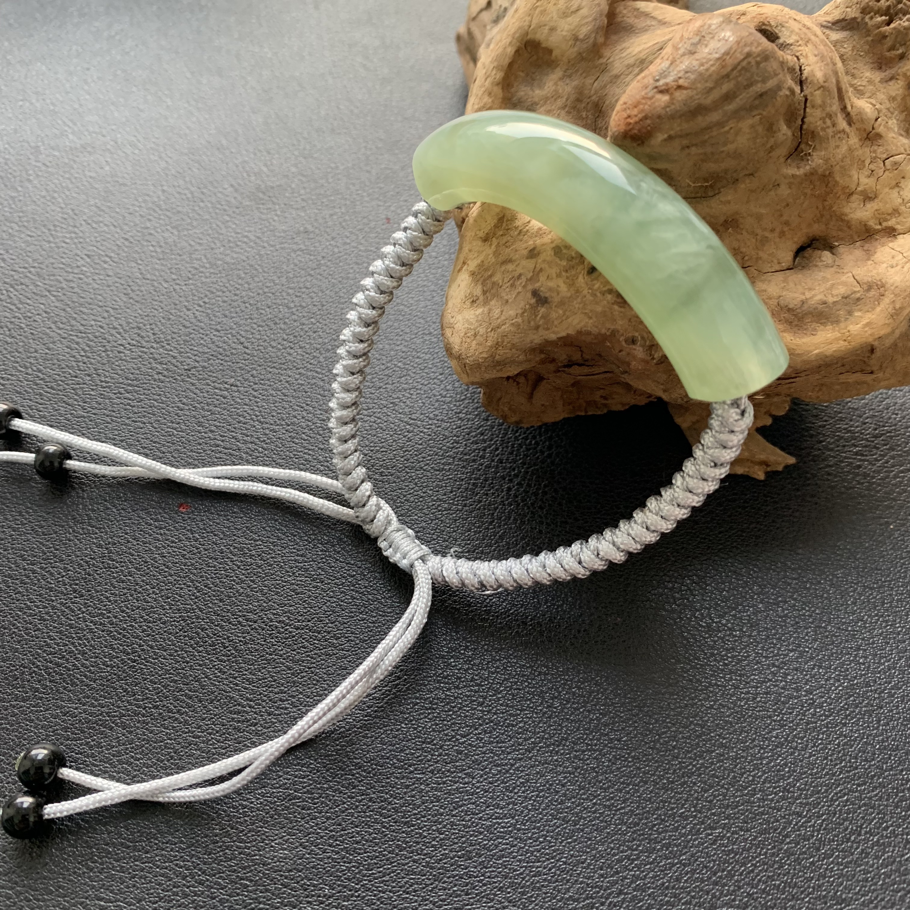 【玉衡手链】天然岫玉手工纺织手链岫玉尺寸约60*12mm