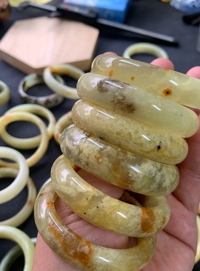【新品到货】一物一图F58天然岫玉小口径童镯DIY婴儿手镯跑环车挂