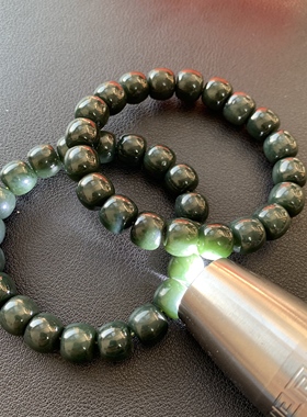 【新品】新缰和田青玉老型珠手串手链男女款单珠约10*9mm