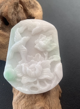 天然a货翡翠 双宿双栖 吊坠尺寸约55*40.6*8.8mm 送证书支持复检