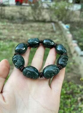 新货和田青玉八仙手链 手串。尺寸16x23mm1包邮配送证书