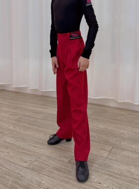 盛佳舞服SJSK拉丁舞男生练功服训练服表演服红色裤子